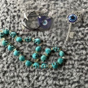 hand made necklace and two store bought necklaces